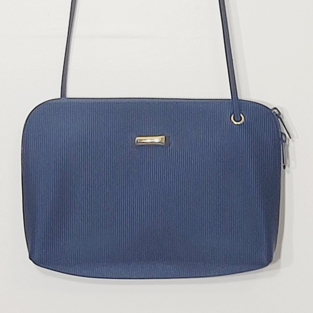 Goldco Vintage Blue Casual Cross Body Purse Shoulder Bag Zipper Conpartments - Picture 2 of 13